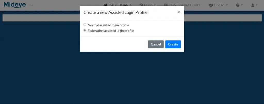 Mideye Server — create federation assisted login profile