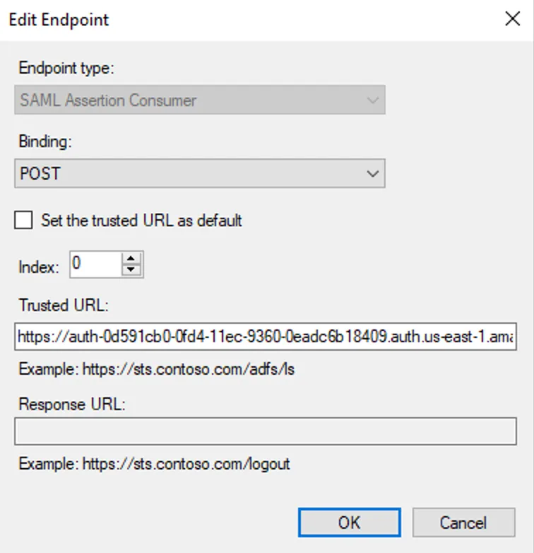 ADFS — Add SAML Assertion Consumer endpoint with Cognito domain URL