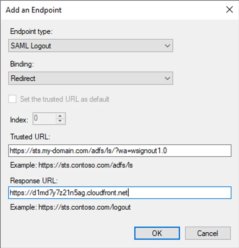 ADFS — Add SAML Logout endpoint with redirect binding