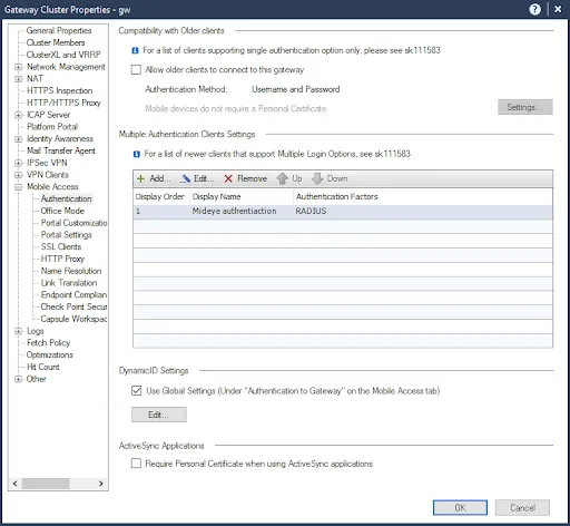 Select RADIUS server group for authentication