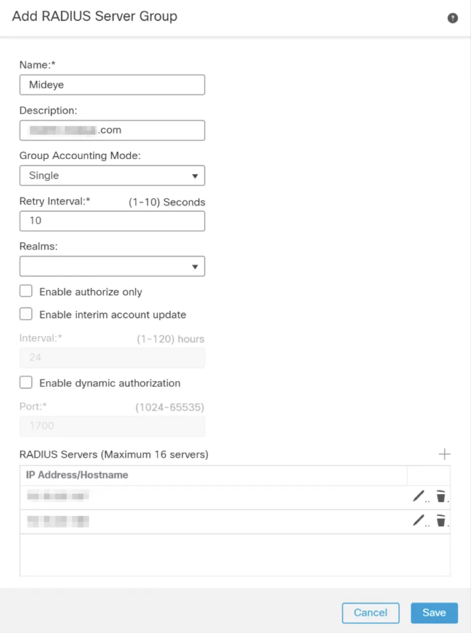 Add RADIUS Server Group in FMC