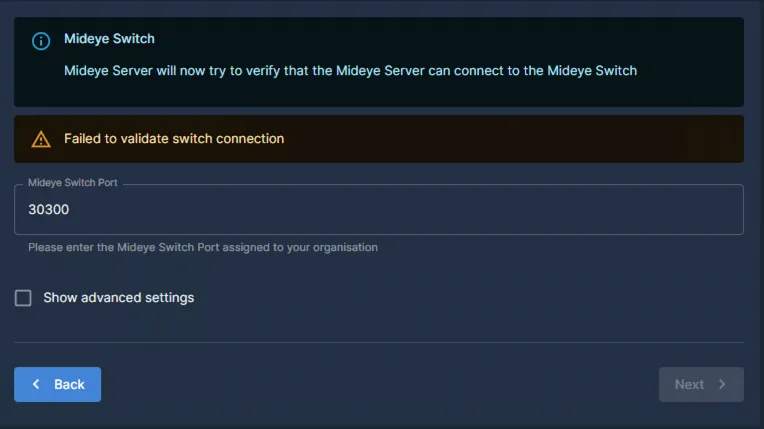 Failed switch connection error