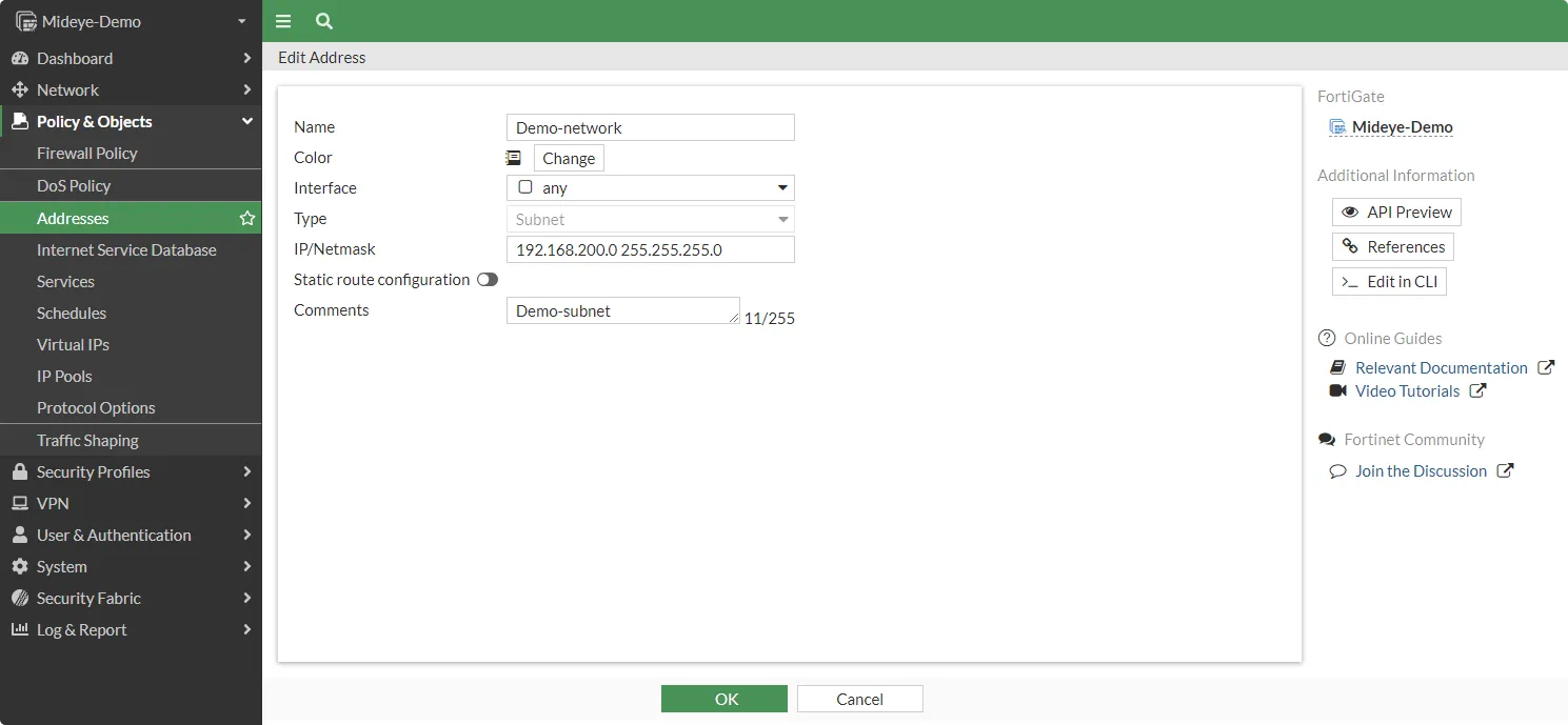 Create address object