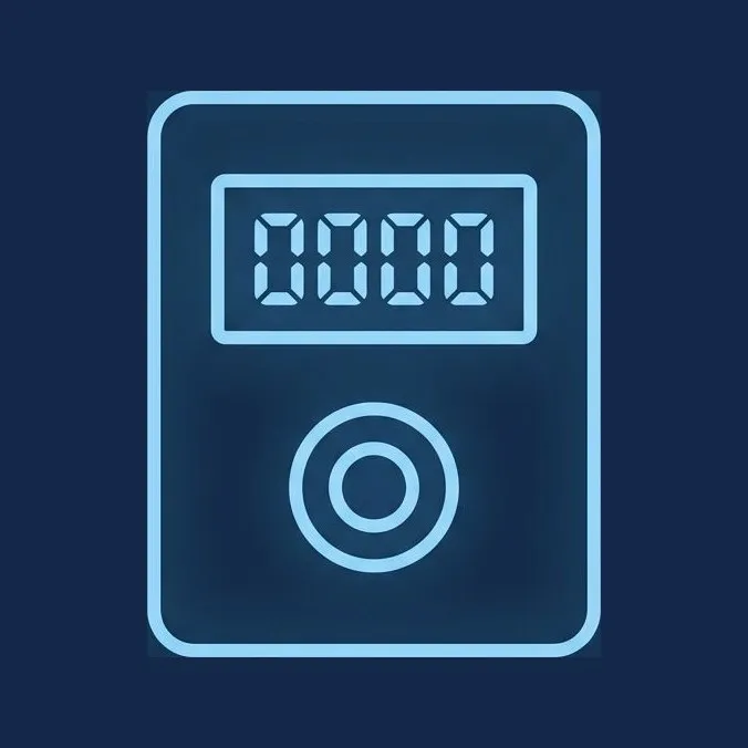 Line icon of a handheld hardware token with a code display