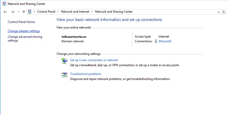 Windows — change adapter settings