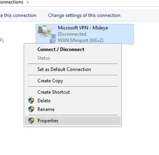 Windows — VPN connection properties