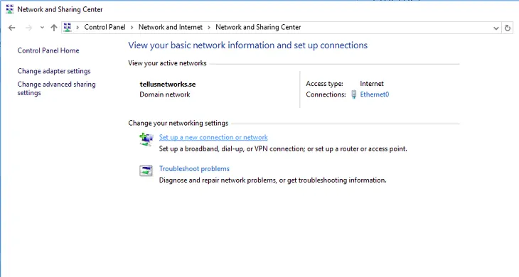 Windows — open Network and Sharing Center
