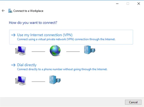 Windows — use VPN over Internet