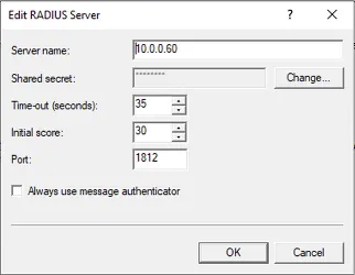 RRAS — edit RADIUS server settings