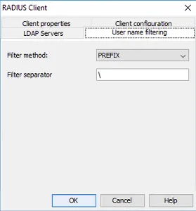 Mideye Server — configure RADIUS client IP and shared secret