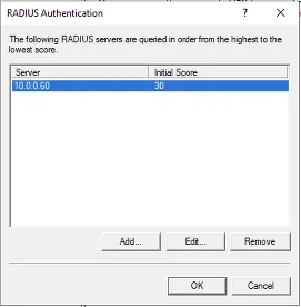 RRAS — RADIUS authentication configuration