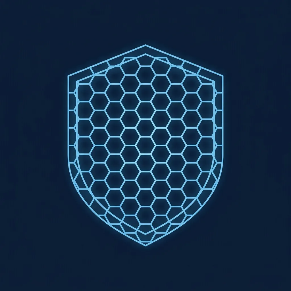 Mideye Shield hive-defense emblem, a shield formed from hexagonal cells