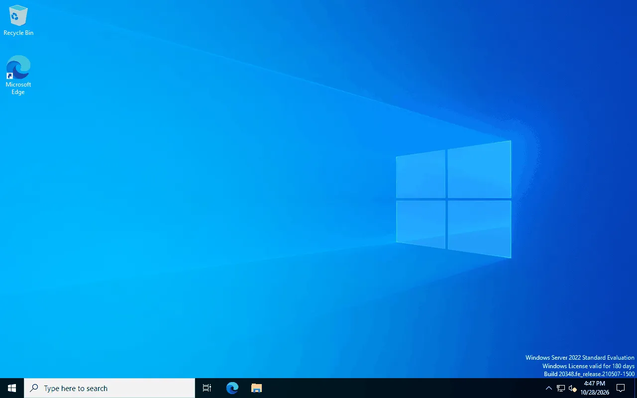 The Windows desktop after the sign-in.