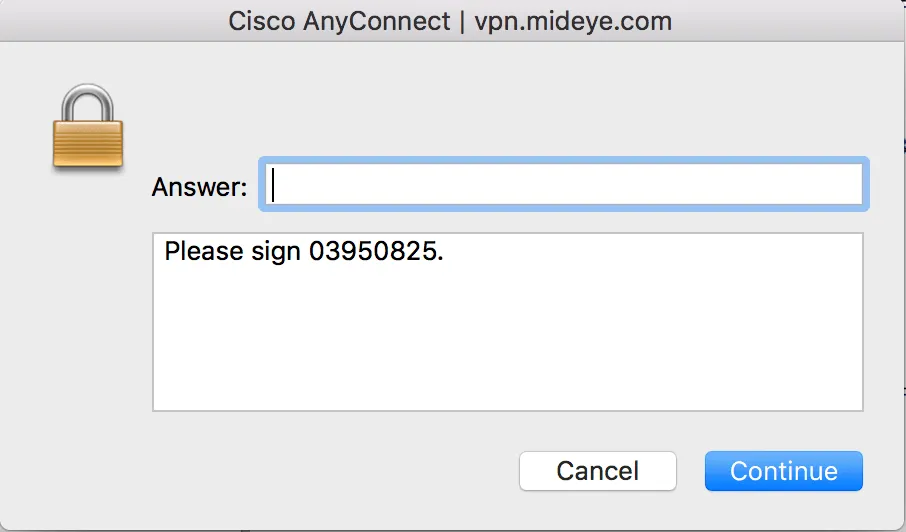 Cisco AnyConnect showing offline challenge message when phone has no network coverage